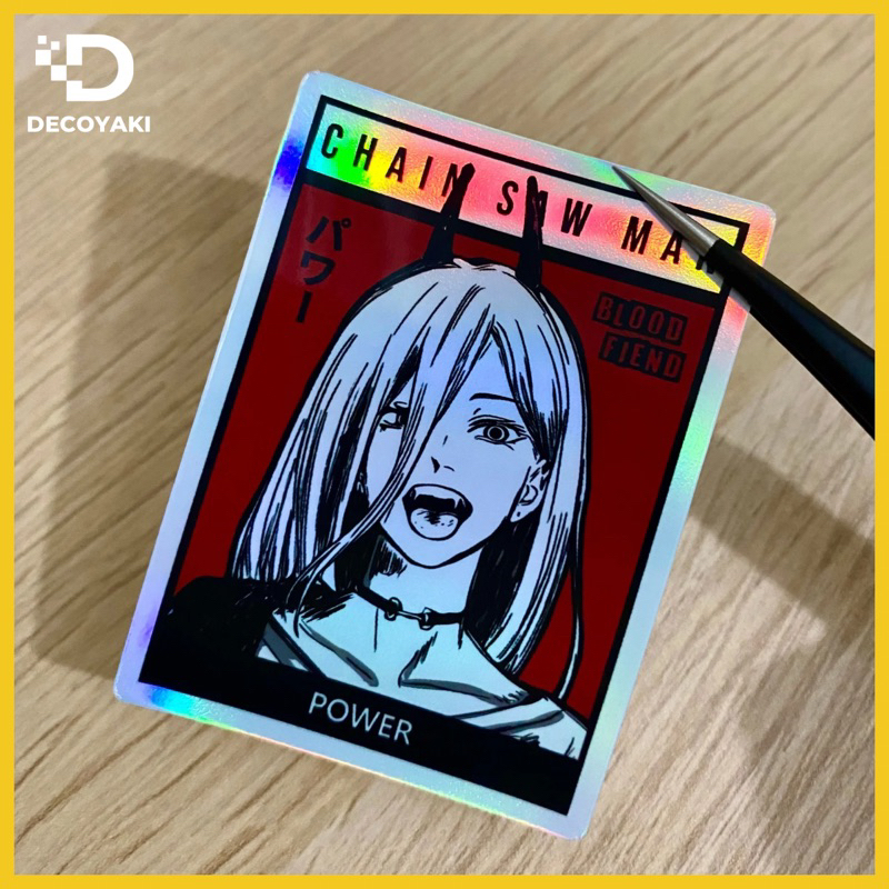 Hologram Power Chainsaw Man Sticker, Hologram Power Anime Chainsaw Man ...