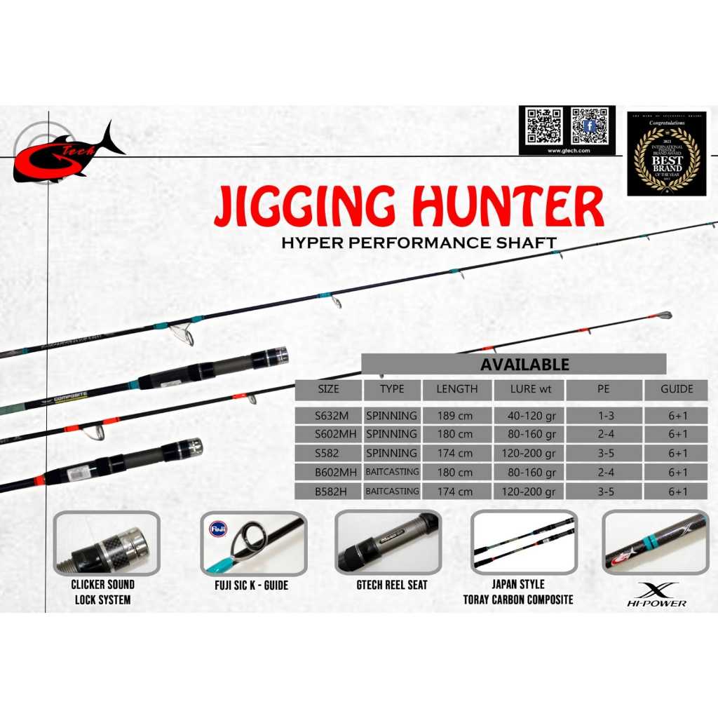 Rod GTECH JIGGING HUNTER HYPER PERFORMANCE SHAFT | Shopee Philippines