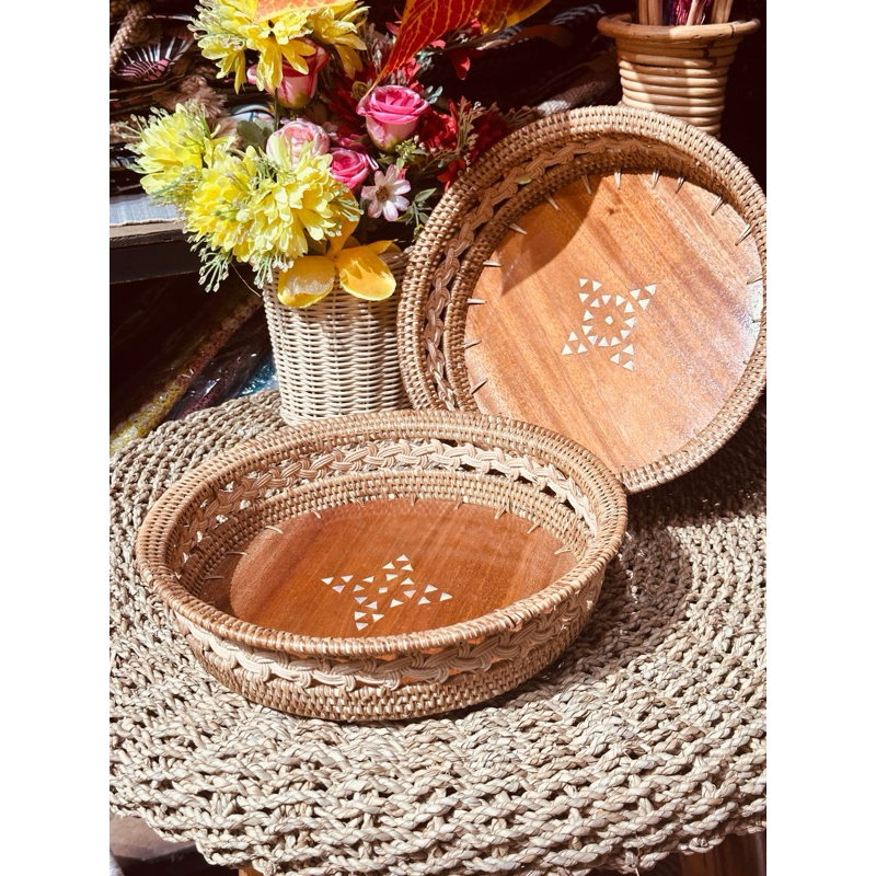 Rattan tray with a diameter of 30cm | Shopee Philippines