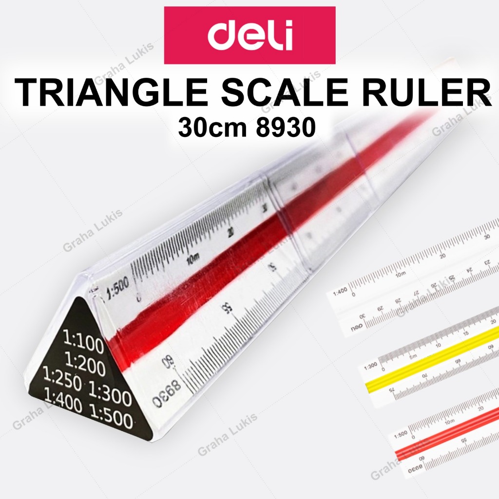 DELI Scale Ruler 30cm 8930 - Triangle Ruler | Shopee Philippines