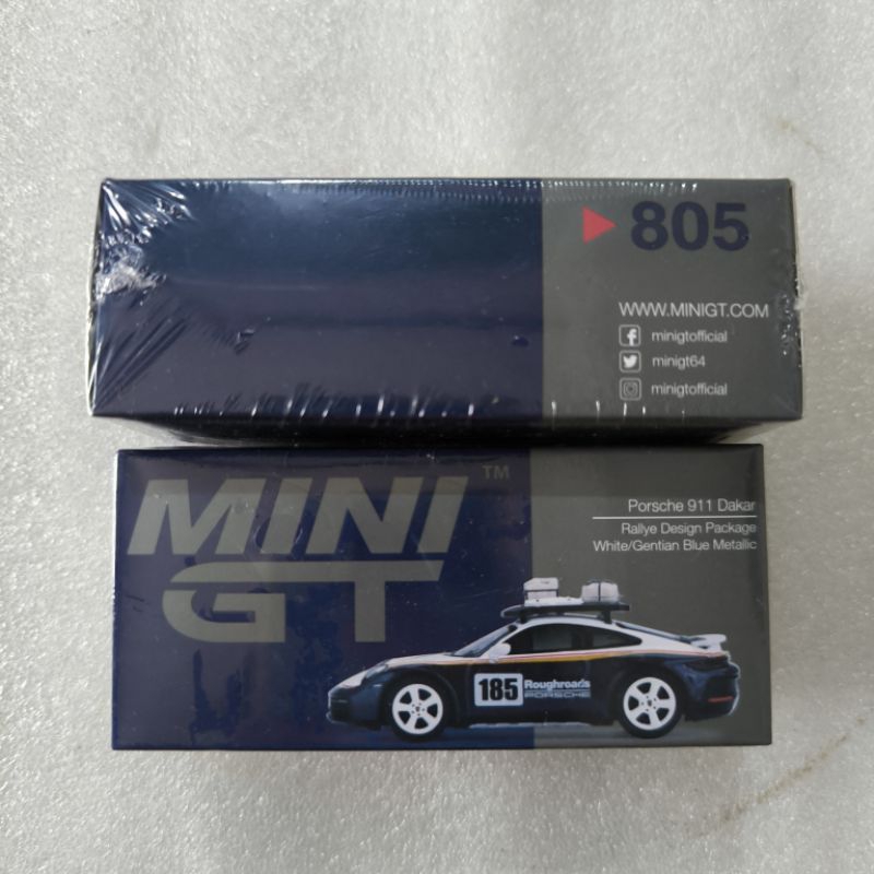 thumbnail image 2 of Mini GT 1:64 Porsche 911 Dakar Rallye Design Package – White/Blue #805, Limited Edition 2 of 3