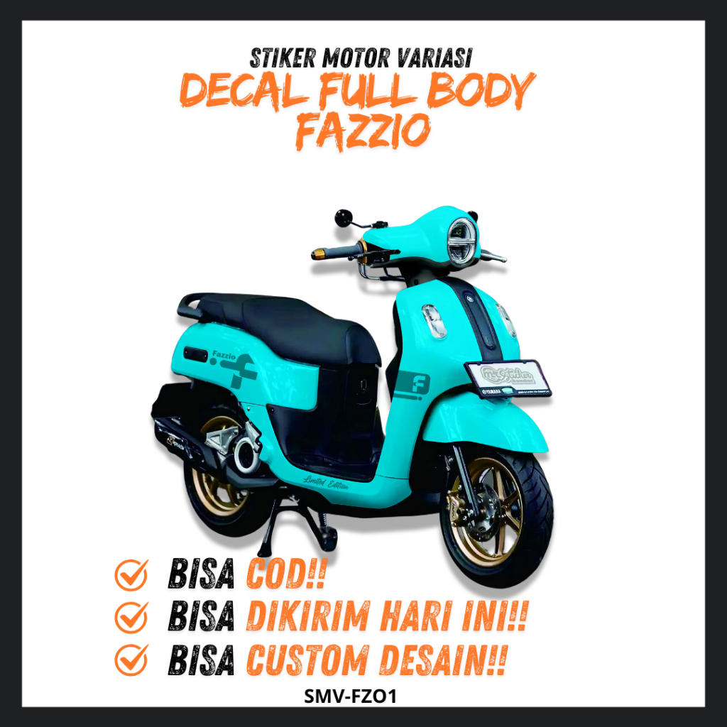 MOTORCYCLE STICKER - YAMAHA FAZZIO DECAL FULL BODY CUSTOM DESIGN ...