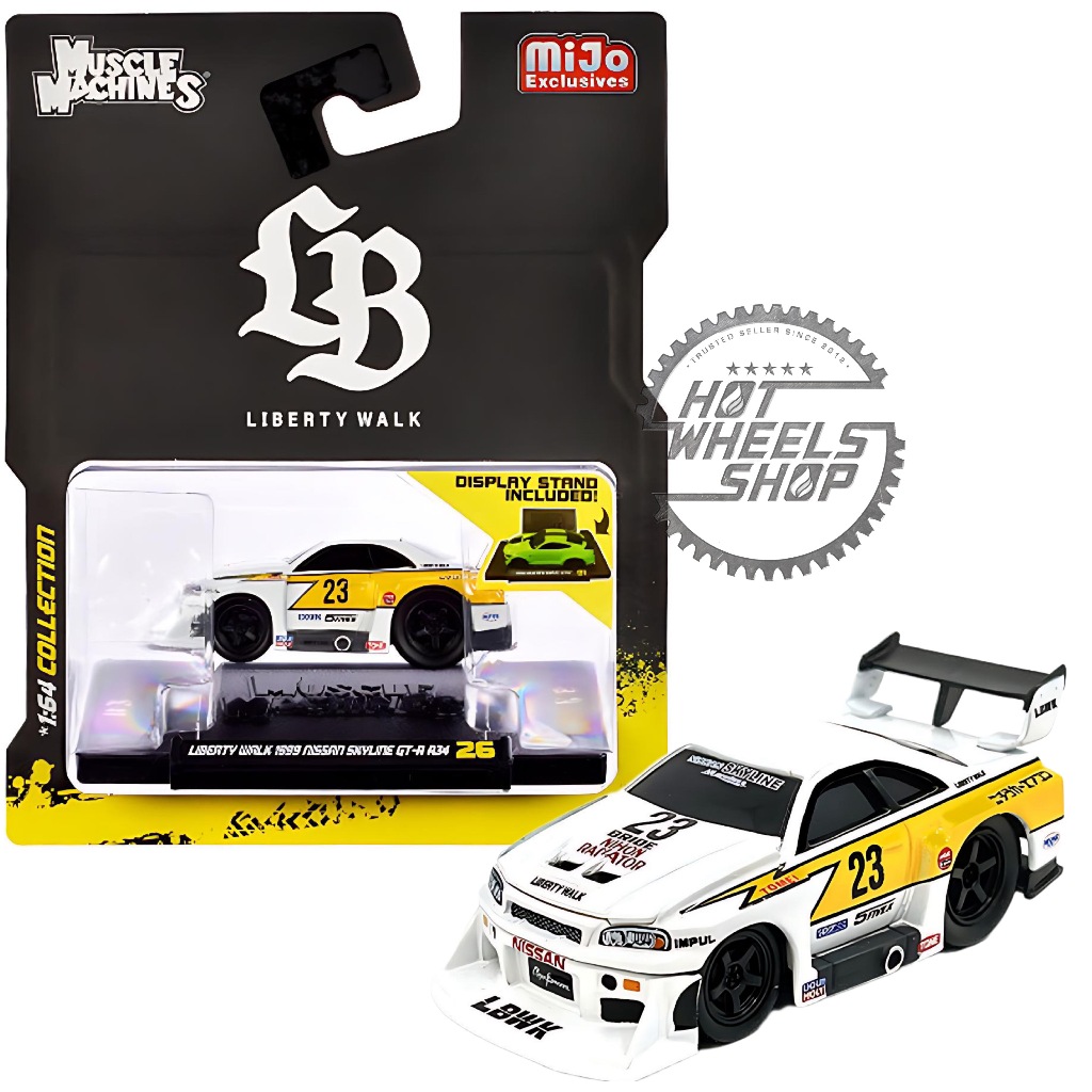 MUSCLE MACHINES LBWK NISSAN GT-R R34 SUPER SILHOUTTE SKYLINE WHITE ...
