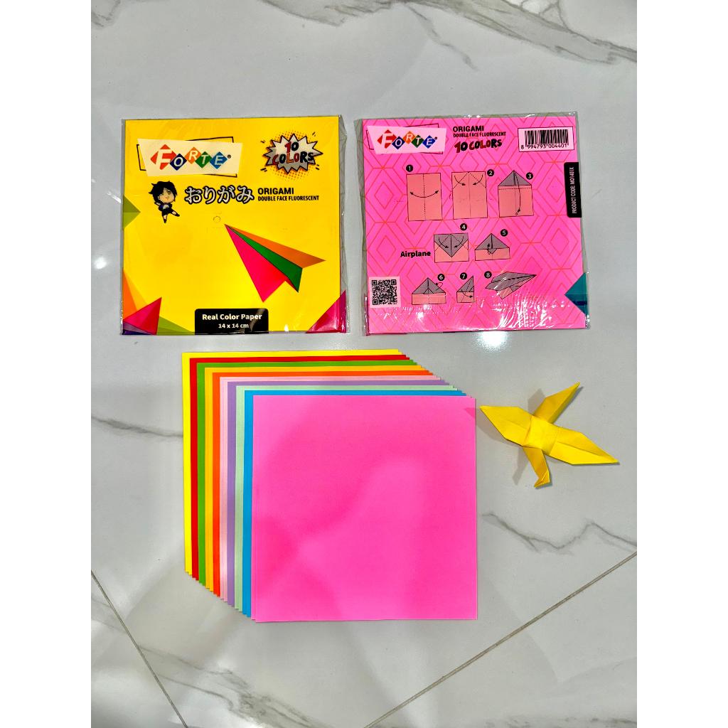 Forte Double Side Origami Paper 14 cm x 14 cm Colored 2 Side Folded ...