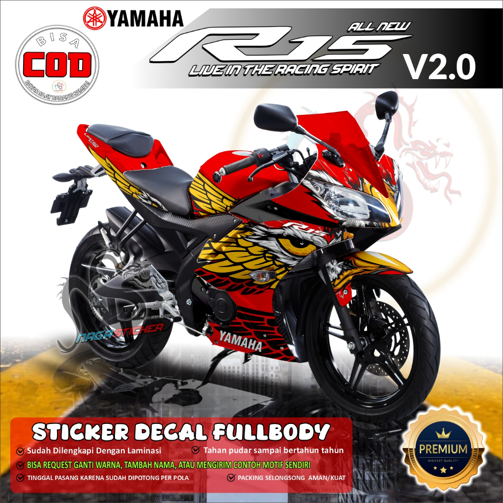 Full BODY MOTORCYCLE STICKER DECAL YAMAHA R15 V2.0 VARIATION NS4007 ...