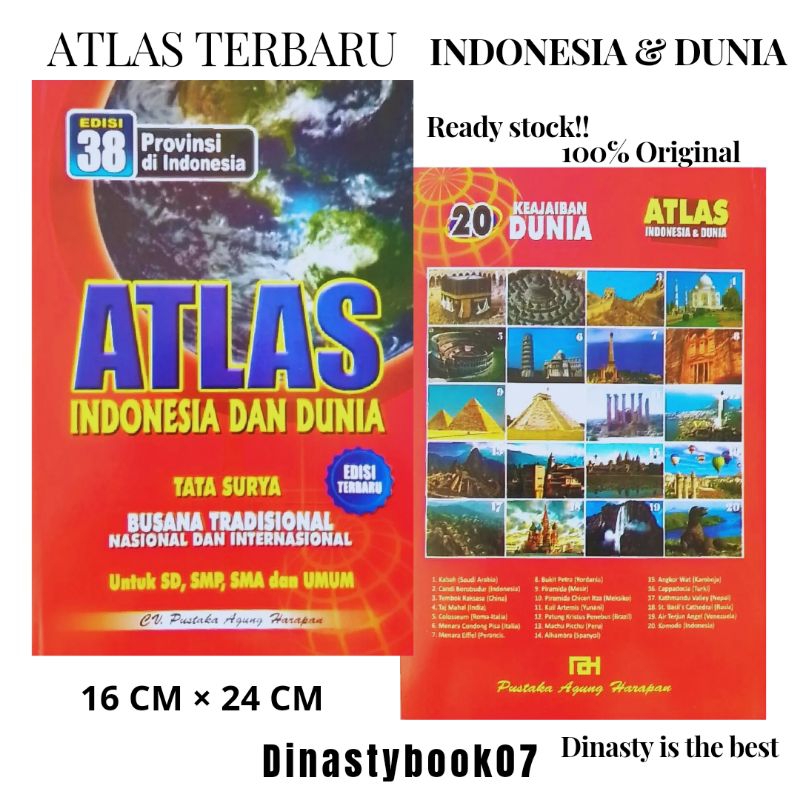 The NEWEST COMPLETE ATLAS BOOK 38 PROVINCES IN INDONESIA AND THE WORLD ...