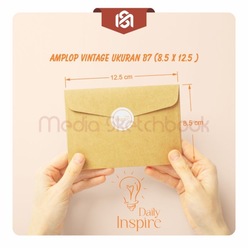 Plain KRAFT COLOR B7 ENVELOPE / VINTAGE INVITATION ENVELOPE / SMALL ...