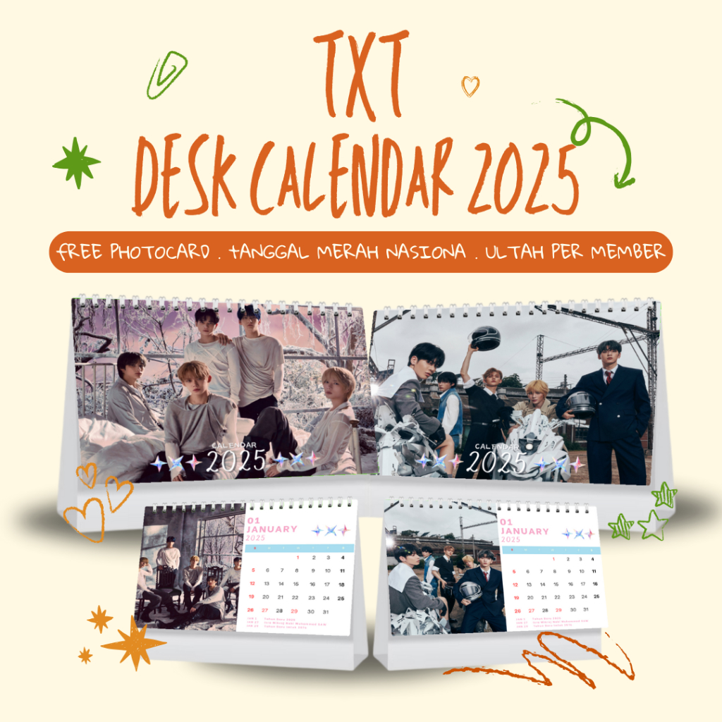 Txt Desk Calendar 2025 / Calendar 2025 / txt Calendar 2025 kpop bts enhypen seventeen txt