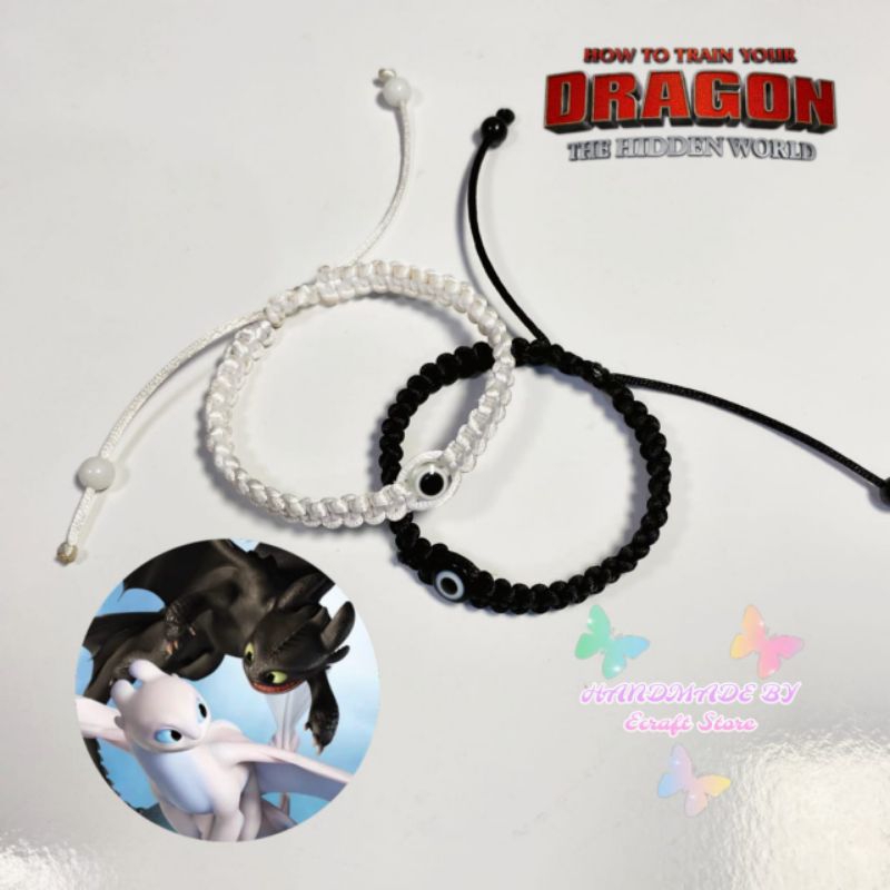 Toothless & LIGHT FURRY KNIT BRACELET / COUPLE BRACELET / DRAGON KNIT ...