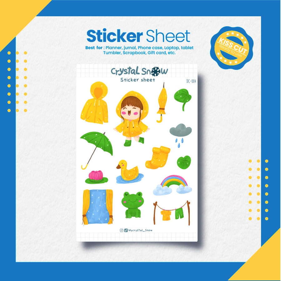Rainy Season Deco Sticker | Rainy day Aesthetic Sticker Sheet [DC-004 ...