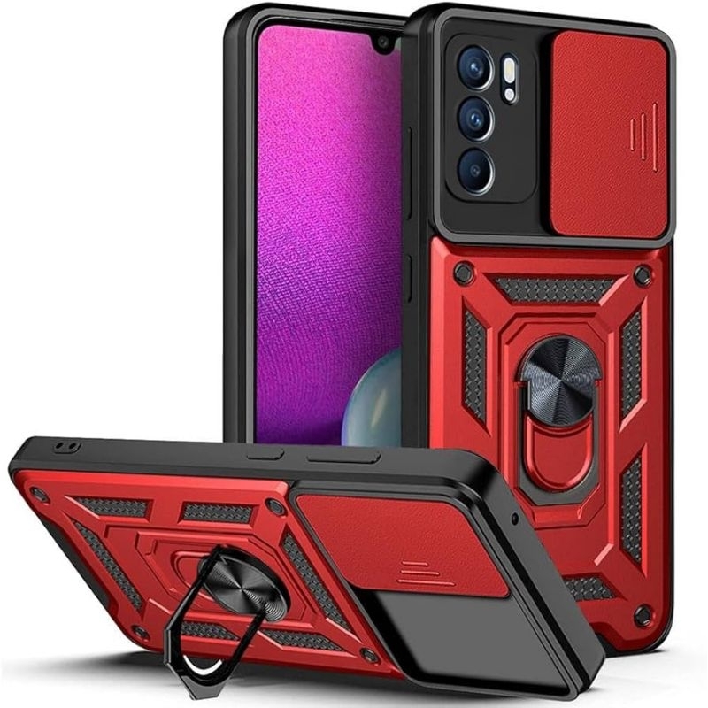 OPPO RENO 6 4G 5G ARMOR TRANSFORMER CASE AMROR SLIDING CASING+RING ...