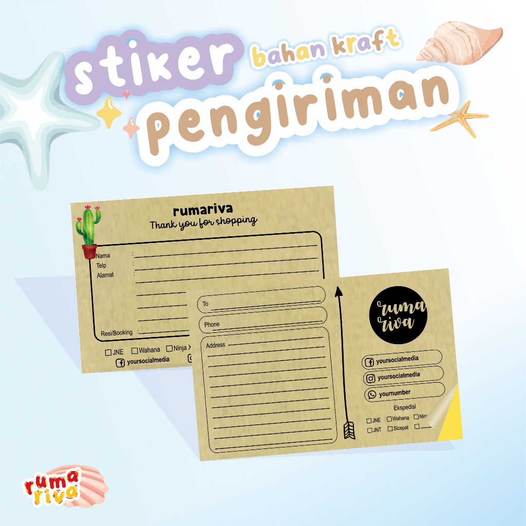 Kraft PAPER Shipping Stickers Address Stickers ONLINE SHOP Shipping ...