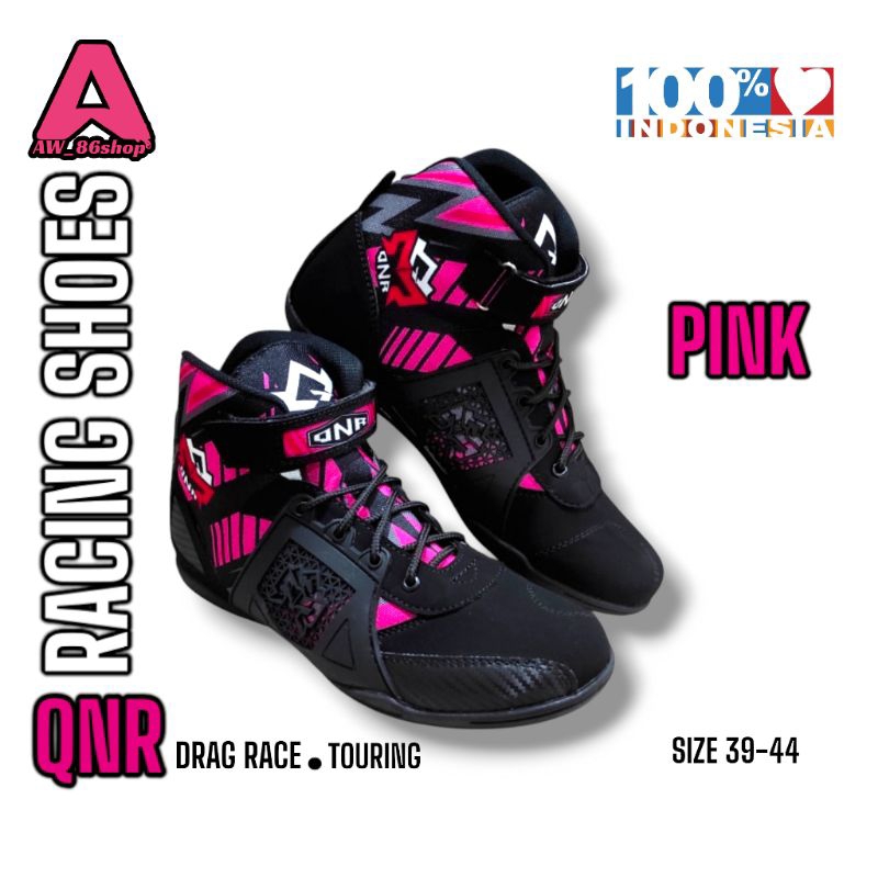 DRAG RACE ROAD RACE QNR RACING SHOES BIKERS BLACK PINK | Shopee Philippines