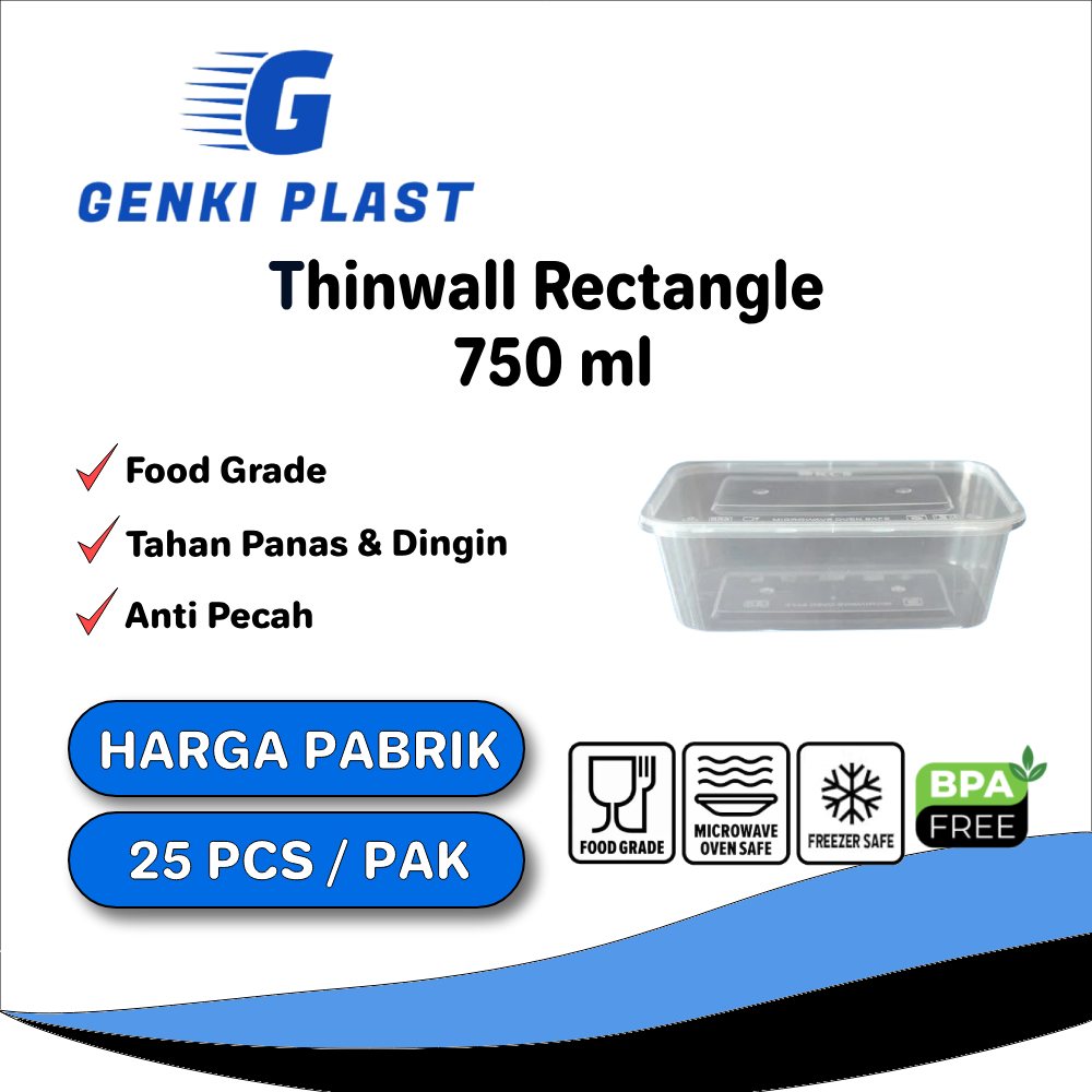 750 ML Rectangle Thinwall Plastic Box / 750ML Food Container Plastic ...