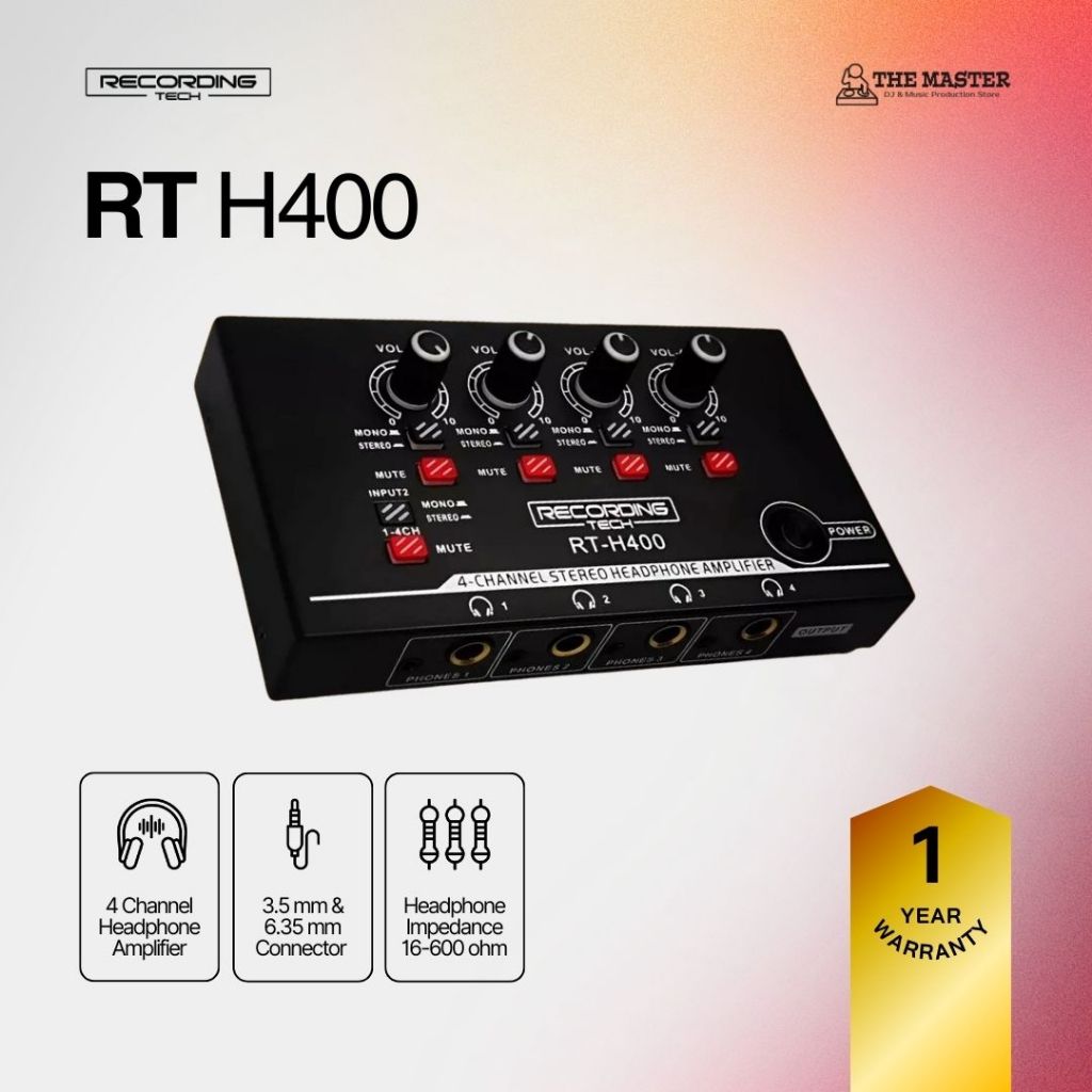 Recording Tech RT-H400 4 Channel Headphone Amplifier Headphone Splitter ...