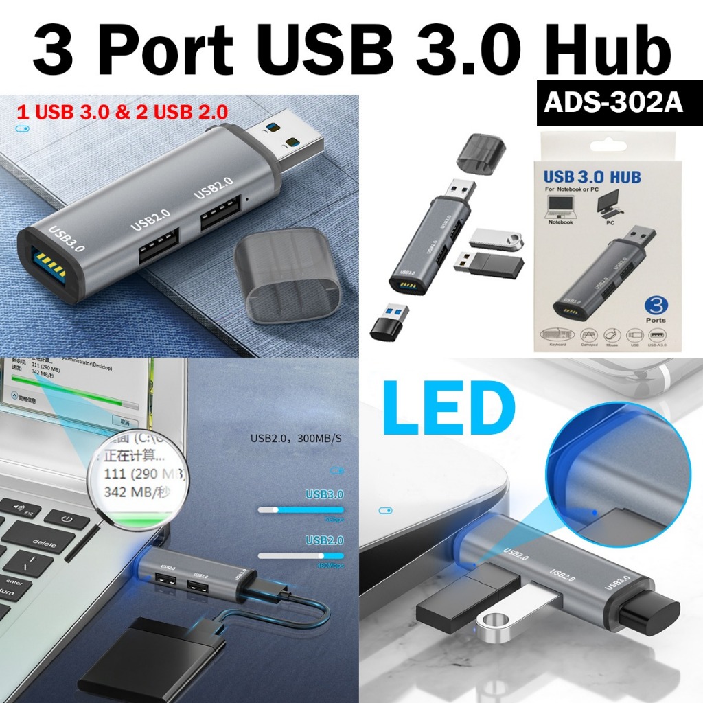 Usb HUB 3 IN 1 INTERFACE USB 3.0/2.0 USB HUB COMPUTER CONNECTING USB ...