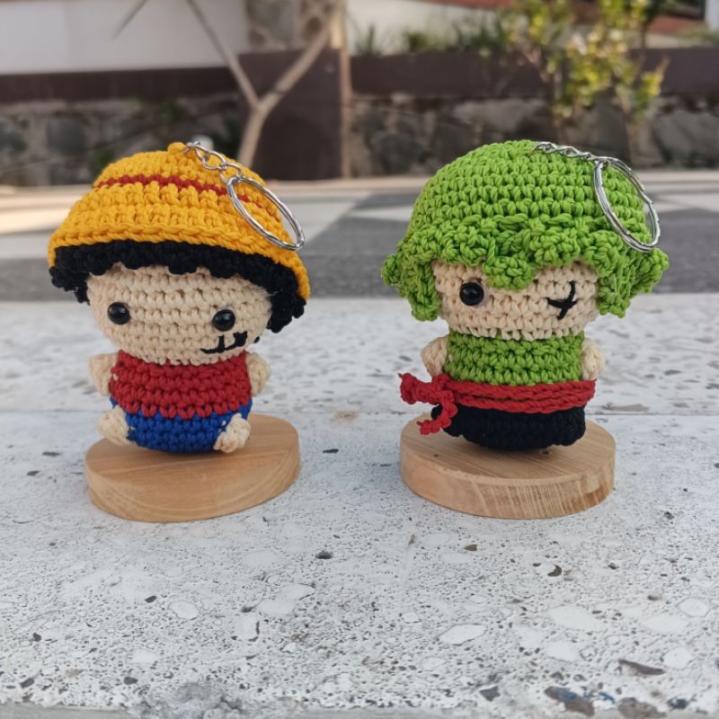GANTUNGAN Amigurumi one piece luffy d' monkey (knitted doll key chain ...