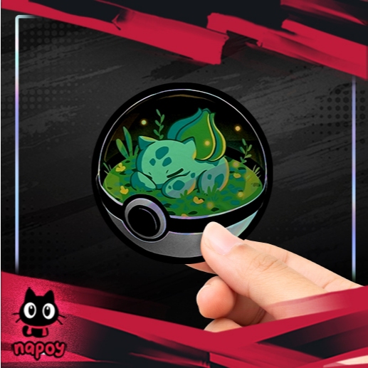Pokemon Bulbasaur Sleep Poke Ball Anime Hologram Sticker | Shopee ...