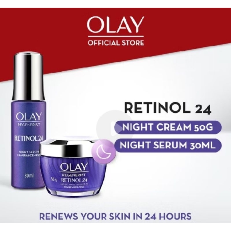 Olay Retinol Package 24 Set Serum 30ml & Night Moisturizer Cream ...