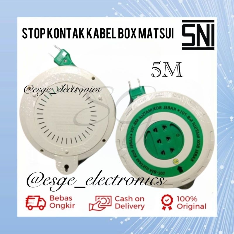 Original ROLLING CABLE 3 HOLES 5 METERS MATSUI STOP CONTACT ROLL ROUND ...