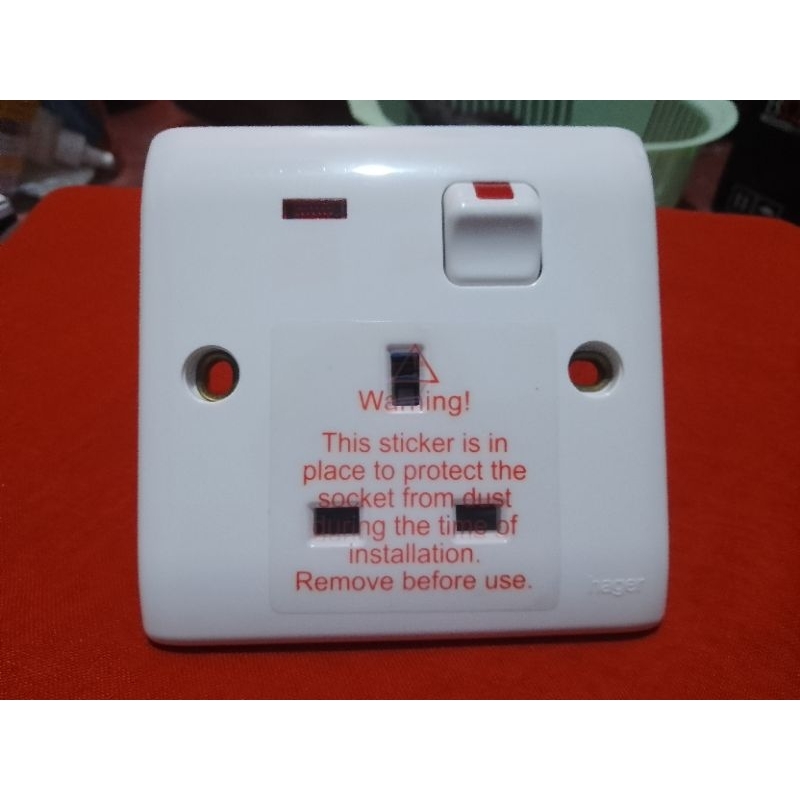 Ac socket 1gang 13amper 250V brand-hager socket outlet with neon single ...