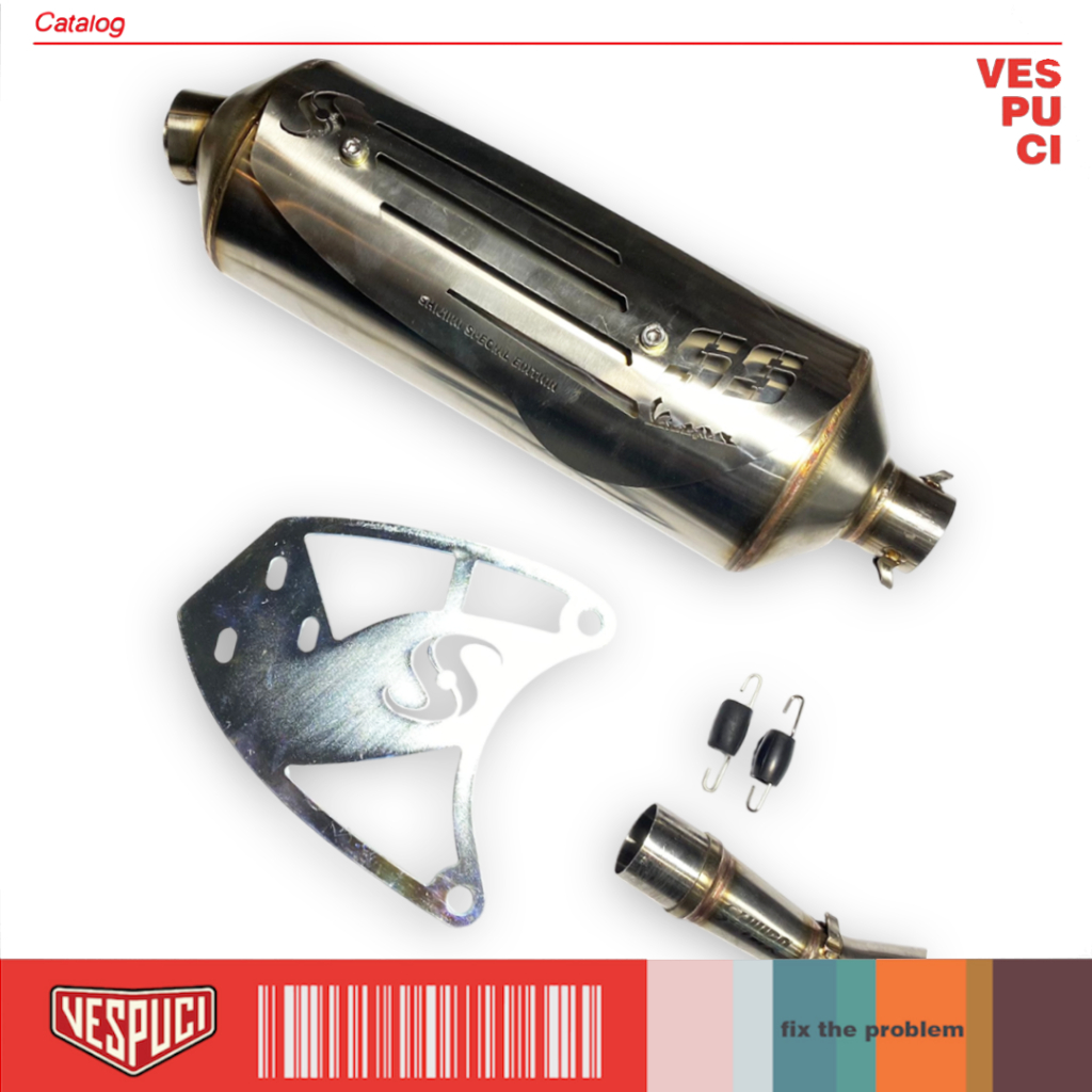 Shijiro Standard Racing Stainless Special Silver Exhaust Vespa Sprint ...
