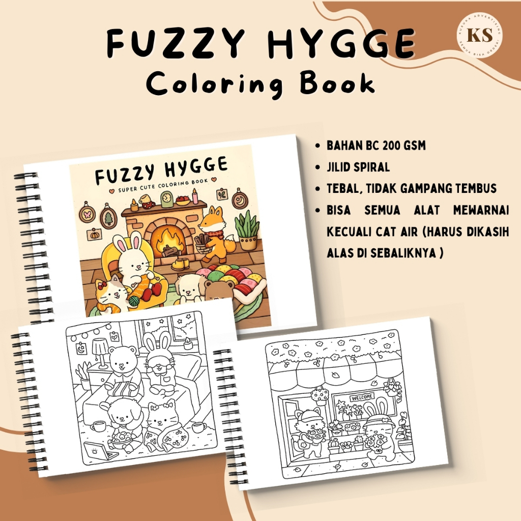 Fuzzy HYGGE Coloring Book For Adults And Kids Cozy Healing Coloring Book For Children Teenagers