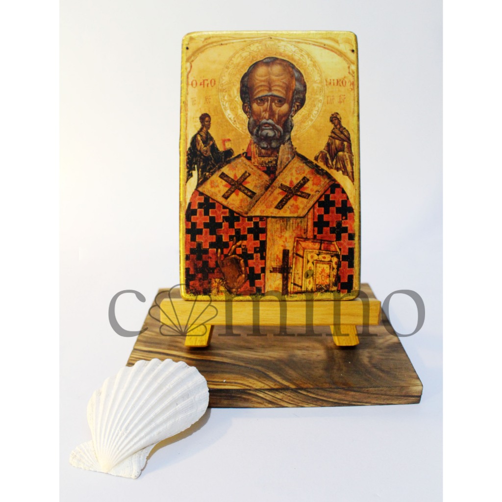 Icône Saint Nicolas De Myre En Bois 15x18 Cm - Décoration Chrétienne Orthodoxe | Pour Prière Ou Décoration Intérieure