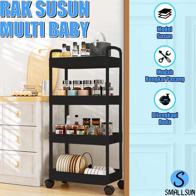 No Doubt SS Multi-Purpose 4-Tier Trolley Stacking Rack With Handle ...