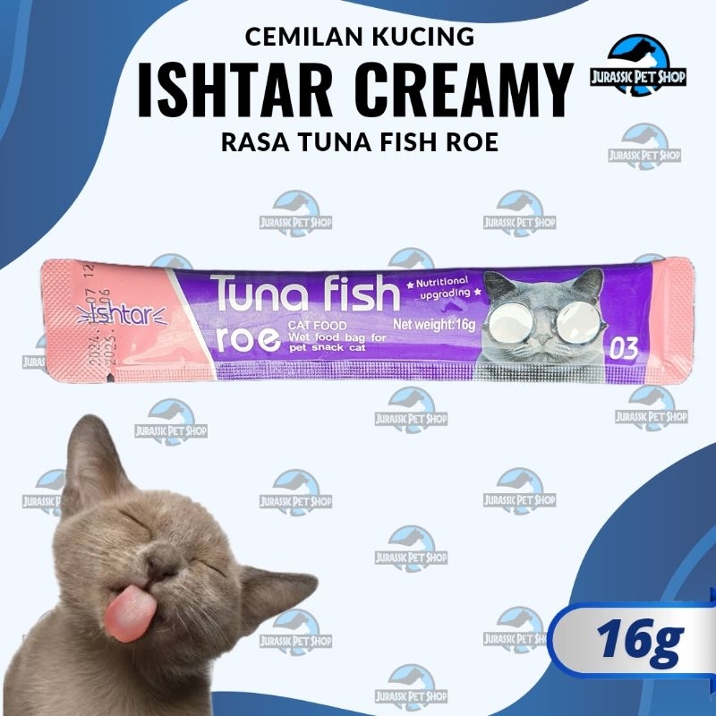 Ishtar Creamy Cat Treats Tuna Fish Roe Flavor 16g (Pink) - Cat Snacks ...