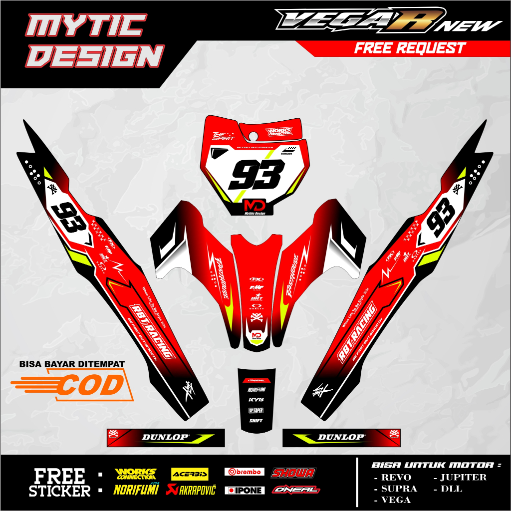 RBT VEGA R NEW Striping Sticker Modified Mythic Underbone Motorcycle ...