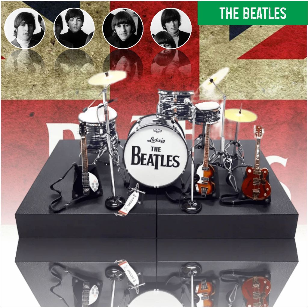 The Beatles PLUS Miniature Guitar and Drum Miniature Mic Photography ...