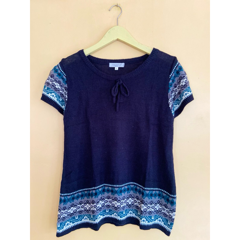 Navy BLUE RIBBON TOP | Shopee Philippines