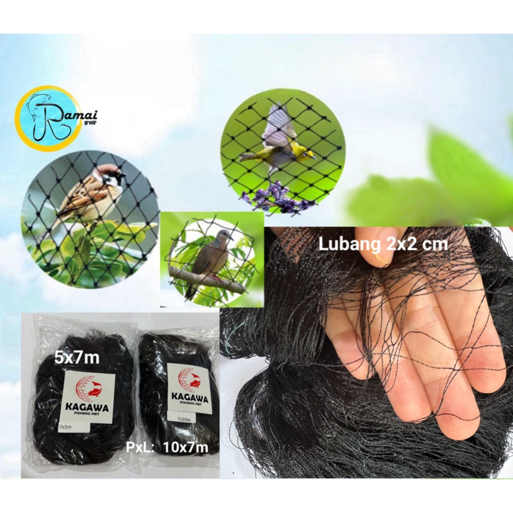 Kagawa net Trawl net Bird net Nylon Material 7m wide Pipit Perkutut ...