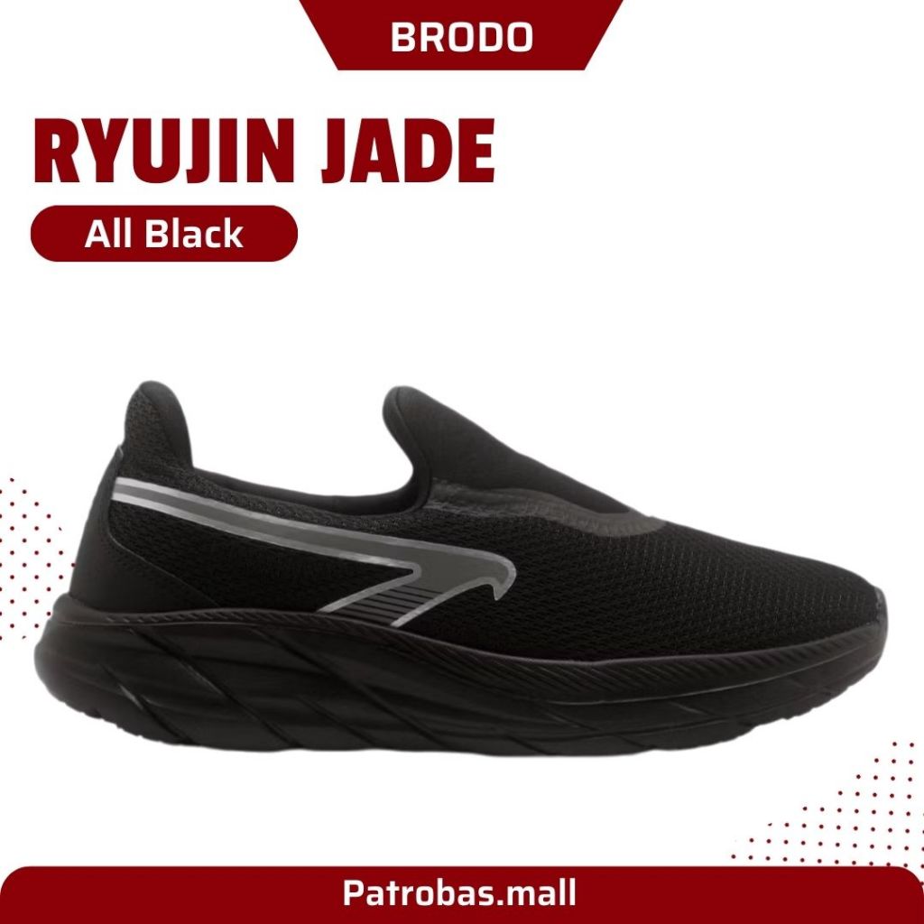 HITAM Brodo Active Slip On Ryujin Full Black Original Black Casual Slop ...
