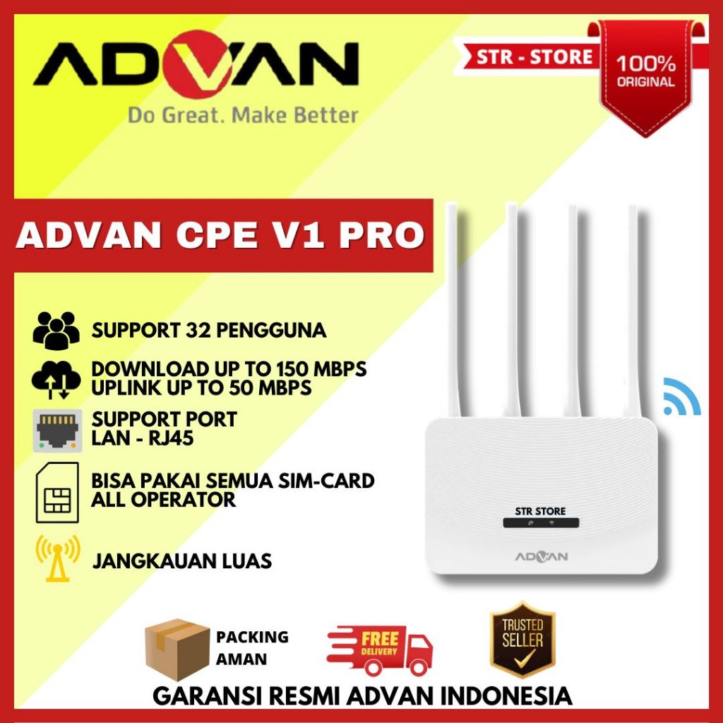 Advan CPE V1 PRO MODEM + WIFI + ROUTER 4G LTE UPLOAD 150 MBPS UNLOCK ...