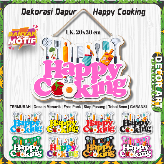 DecorArt 30x20 Cm - Kitchen Happy Cooking Signage Wall Decoration Ready ...