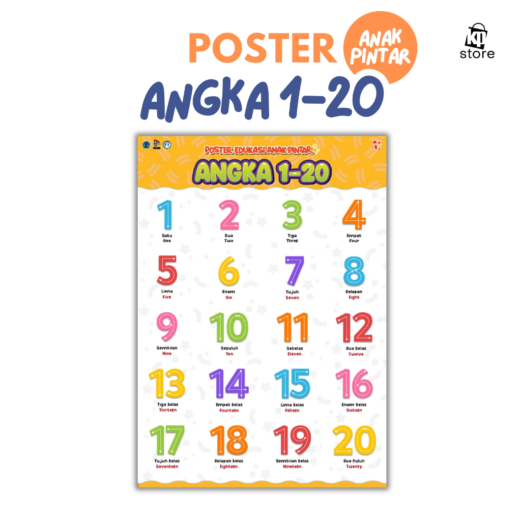 Smart Children's Educational Poster - Numbers 1-20 - A3 Size | Shopee ...
