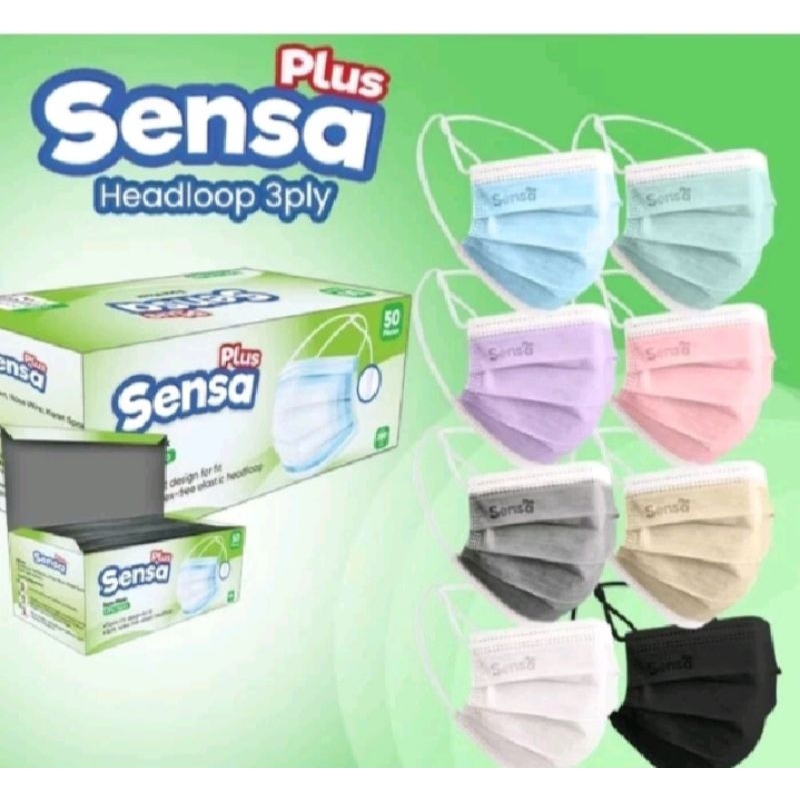 [RABIT.SHOP] SENSA MASK PLUS HIJAB 3 PLY 1 BOX CONTAINS 50 PCS FACE ...