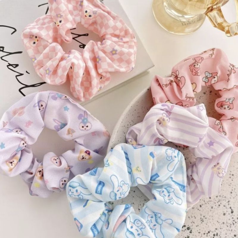 Sanrio Hello Kitty Mini Scrunchie – Glittery Chiffon With Moving Charm, 3.1 Inch