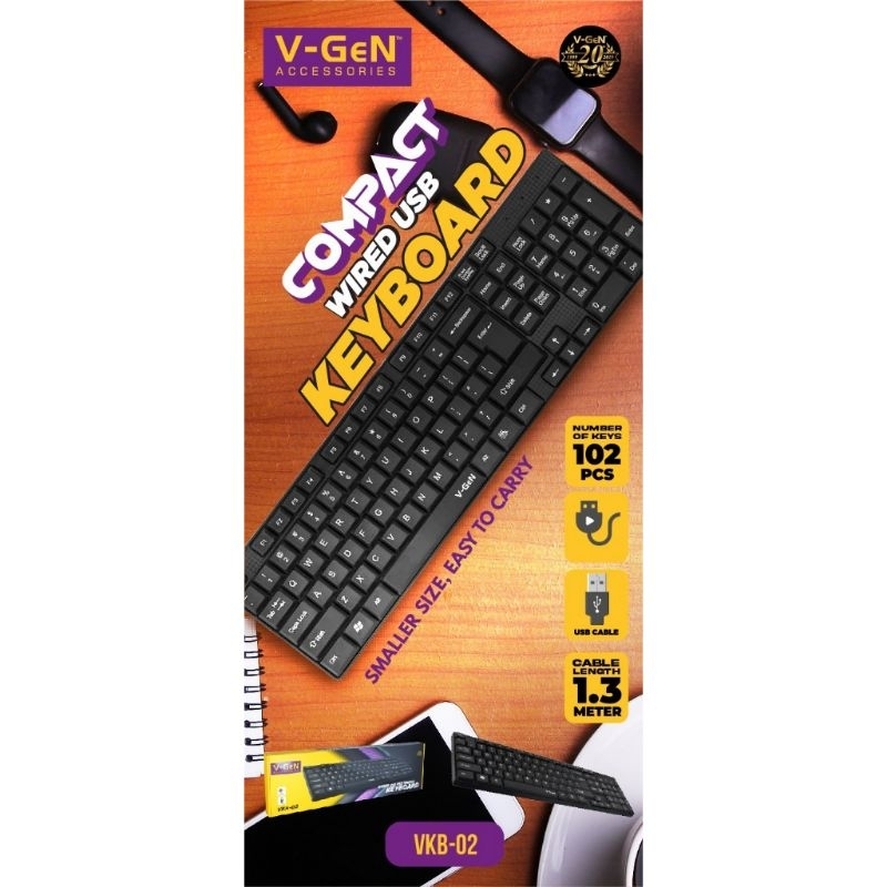 Wired USB Multimedia Keyboard V-Gen VKB-02 Original Vgen Cable Keyboard ...