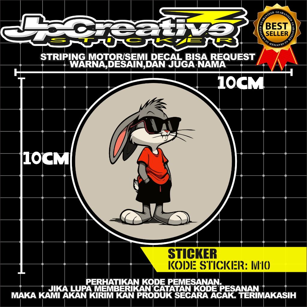 Cool simple rabbit logo sticker with laminated and already cut | Shopee ...