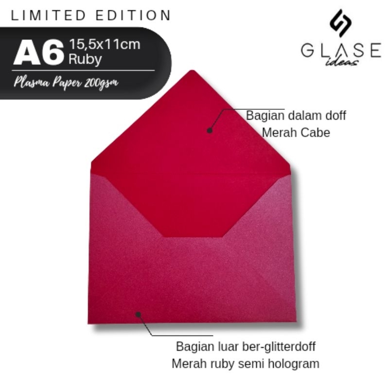 Limited EDITION Thick Ruby Envelope A6 15,5x11cm Plasma 200gr Plain ...