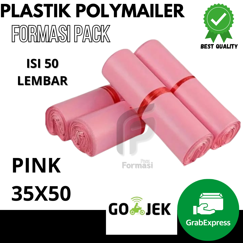 PINK POLYMAILER PLASTIC 35X50 Pink packing bag contains 50 pcs | Shopee ...
