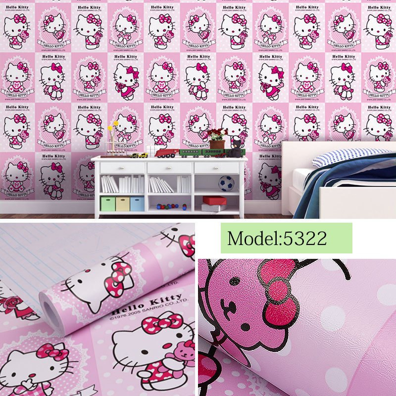Hello Kitty Glossy Square Motif Wall Sticker Wallpaper 8 Meters Long x ...