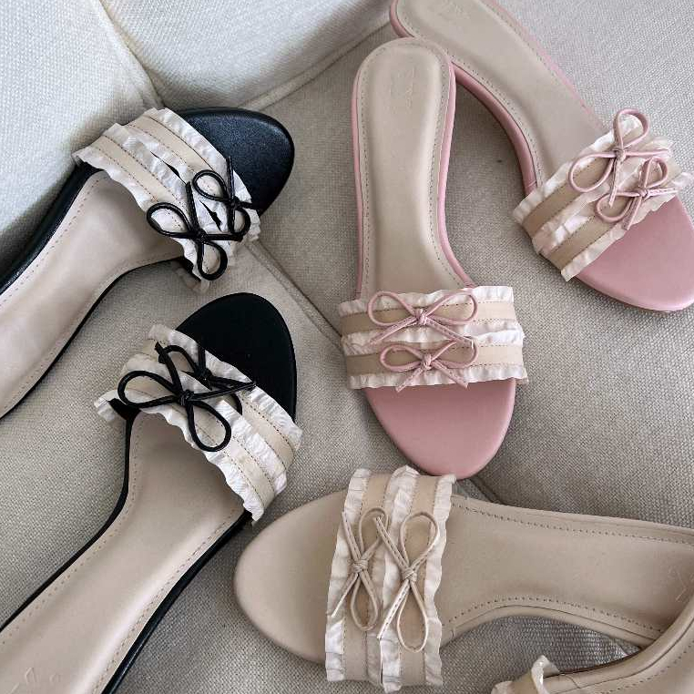 Pixfootwear Blair Low Sandal Heel - Ribbon Heels | Shopee Philippines
