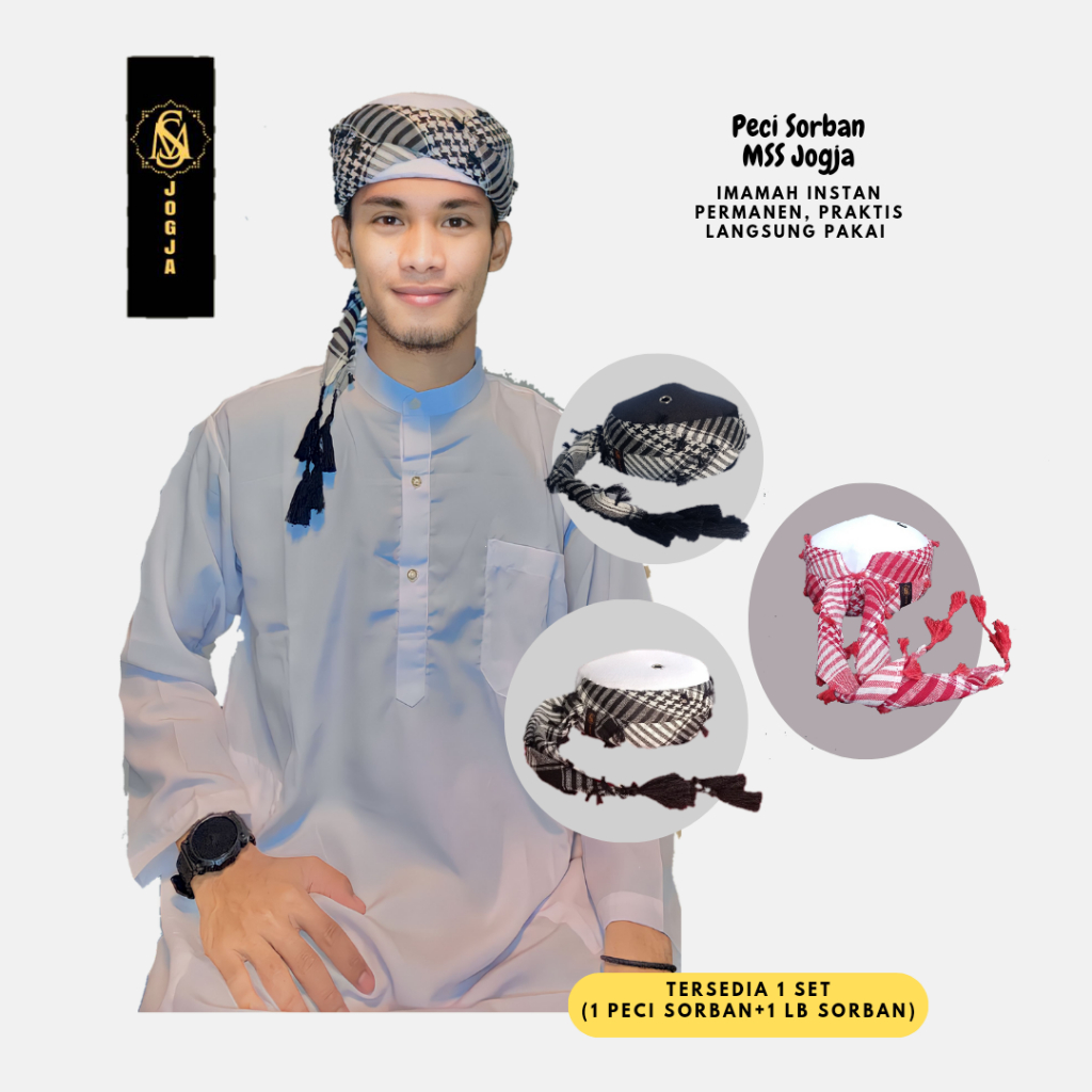 MSS Jogja Imamah Instant Permanent Practical Turban Cap Ready to Wear ...