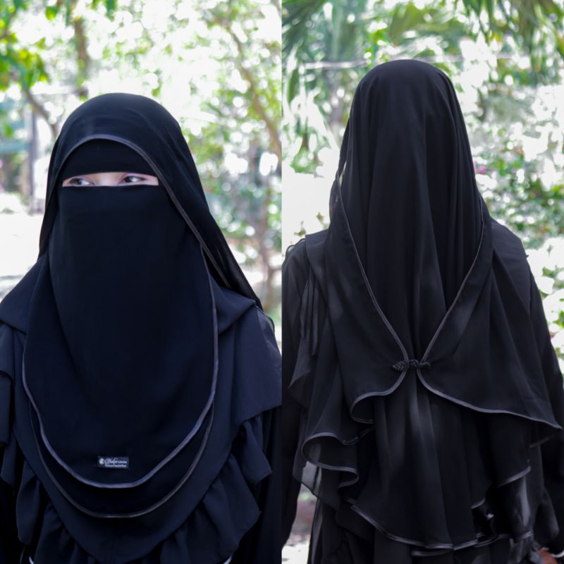 Niqab Sarah Button 2 Layer Oval Shifdon Silky | Shopee Philippines