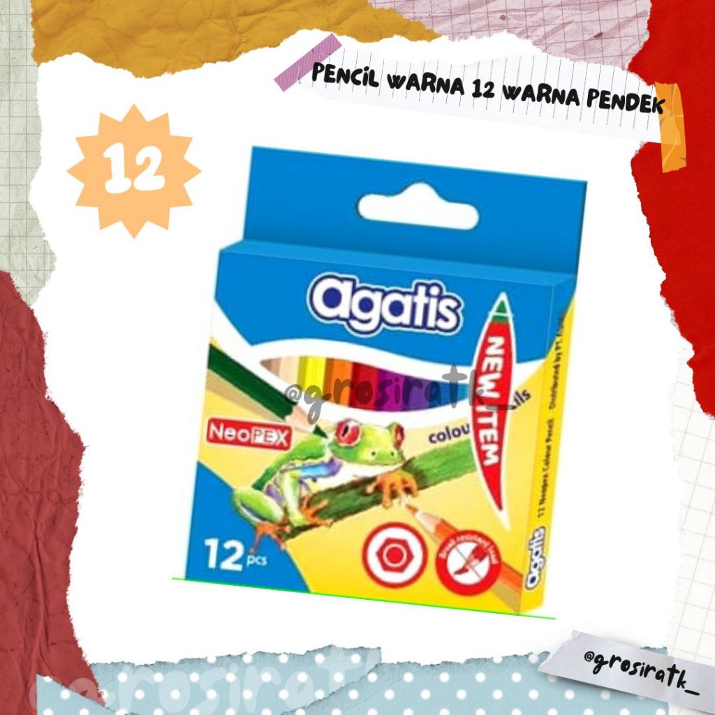 Agatis NEOPEX 12-color Short Hexagonal Color Pencil/1Pack Color Pencil ...