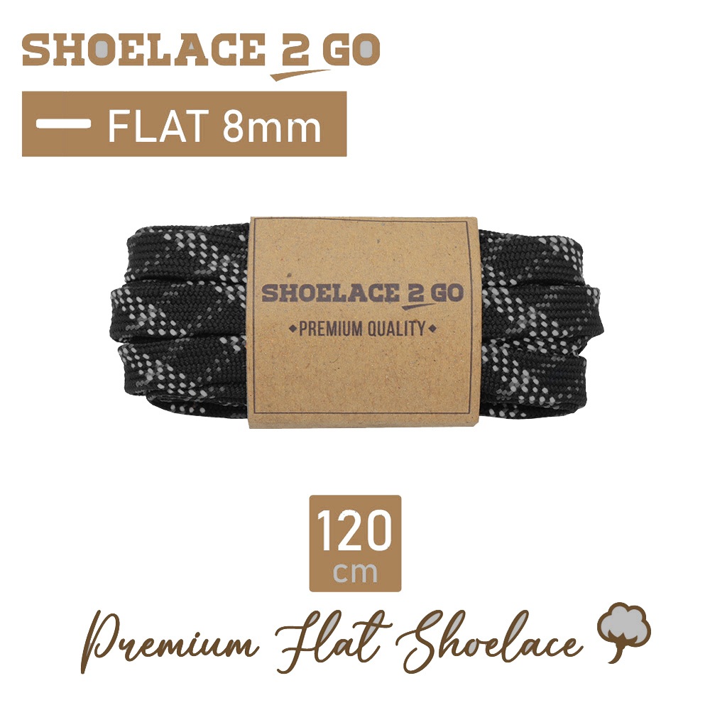 Shoelace 2 GO PREMIUM FLAT FLAT FLAT MOTIF SHOELACE - N4A BLACK Gray ...